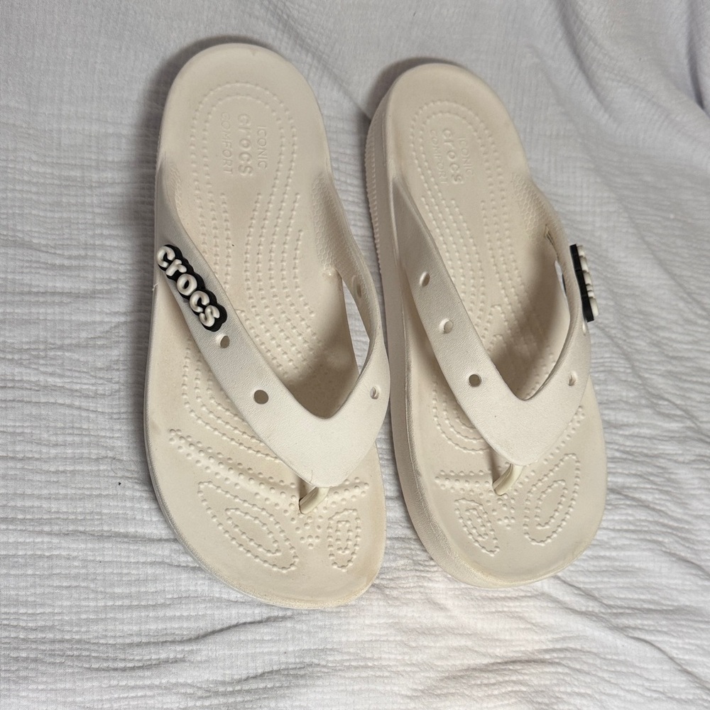 CROCS White  Flip Flops